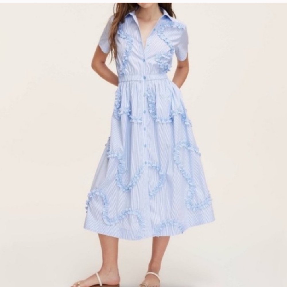 Kate Spade x Target Ribbon Short Sleeve Midi Shirt Dress Stripes Size XL